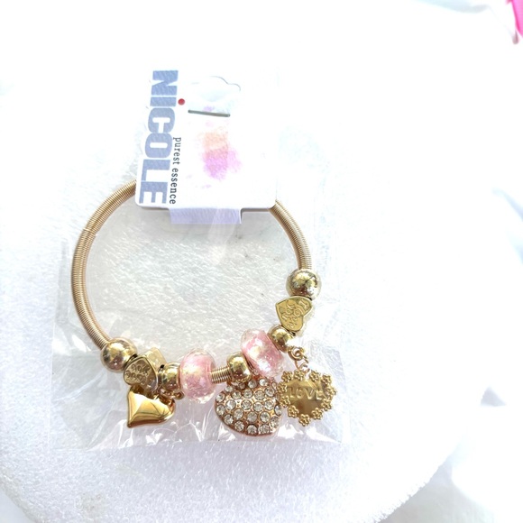 Gold and Pink Heart Charm Bracelet NWT - Picture 4 of 7